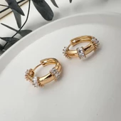 Zirkon Taşlı Halka Küpe - 1