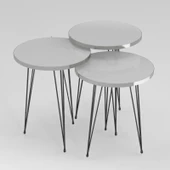 Zigon Sehpa Siyah Tel Ayak Gümüş Beyaz 1215 thumbnail 1