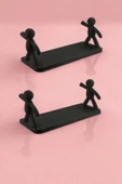 4 Adet Kendinden Yapışkanlı Craft Siyah Banyo Rafı Mutfak Organizer Duvara Monte Raf Düzenleyici - 2