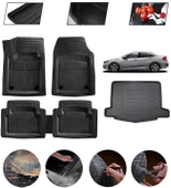 Honda Civic Hatchback 2016-2021 Uyumlu Paspas Araca Özel Bagaj Havuzu MBS Siyah thumbnail 1