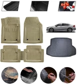 Honda Civic Sedan 2016-2021 Uyumlu Paspas Araca Özel Bagaj Havuzu MBS Bej thumbnail 1