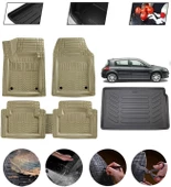 Renault Megane 2 Hatchback 2002-2009 Uyumlu Paspas Araca Özel Bagaj Havuzu MBS Bej thumbnail 1