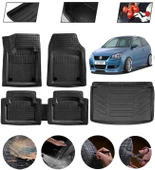 Volkswagen Polo 9N 2002-2009 Uyumlu Paspas Araca Özel Bagaj Havuzu MBS Siyah thumbnail 1