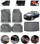 Renault Clio 3 2005-2012 Kancalı Uyumlu Paspas Araca Özel Bagaj Havuzu MBS Gri thumbnail 1