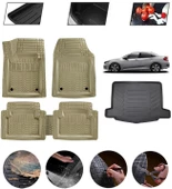 Honda Civic Hatchback 2016-2021 Uyumlu Paspas Araca Özel Bagaj Havuzu MBS Bej thumbnail 1