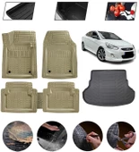 Hyundai Accent Blue 2011-2018 Uyumlu Paspas Araca Özel Bagaj Havuzu MBS Bej thumbnail 1