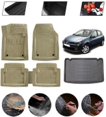 Renault Clio 3 2005-2012 Kancalı Uyumlu Paspas Araca Özel Bagaj Havuzu MBS Bej thumbnail 1