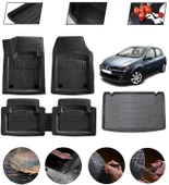 Renault Clio 3 2005-2012 Kancalı Uyumlu Paspas Araca Özel Bagaj Havuzu MBS Siyah thumbnail 1