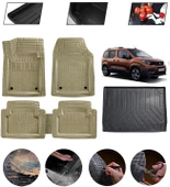 Peugeot Rifter 2019 Demirli Uyumlu Paspas Araca Özel Bagaj Havuzu MBS Bej thumbnail 1