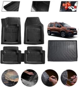 Peugeot Rifter 2019 Demirli Uyumlu Paspas Araca Özel Bagaj Havuzu MBS Siyah thumbnail 1