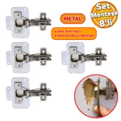 Mobilya Dolap Kapak Metal Tamir Saç Hanaks Mobilya Dolap Kapak Menteşesi Düz Tas Menteşe Set 8'li thumbnail 1