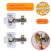 Mobilya Dolap Kapak Metal Tamir Saç Hanaks Mobilya Dolap Kapak Menteşesi Düz Tas Menteşe Set 4'lü thumbnail 1