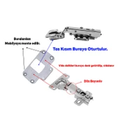 Mobilya Dolap Kapak Metal Tamir Saç Hanaks Mobilya Dolap Kapak Menteşesi Düz Tas Menteşe Set 4'lü thumbnail 4