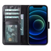 Apple iPhone 13 Uyumlu Deri Cüzdanlı Kılıf RST1 Siyah - 2