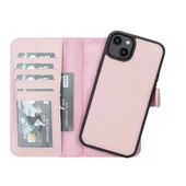 Apple iPhone 14 Plus Uyumlu Deri Cüzdanlı Kılıf MWWN NU2 Pembe - 1