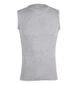 Erkek Sıfır Kol Bisiklet Yaka Slimfit Likralı Düz Tişört Gri - 4