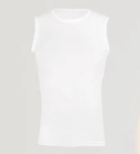 Erkek Sıfır Kol Bisiklet Yaka Slimfit Likralı Düz Tişört Beyaz - 4