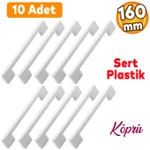 Köprü 160 Mm (SERT PLASTİK) Beyaz Mobilya Mutfak Çekmece Dolabı Dolap Kulbu Kulpu Kulpları 10 Adet - 1