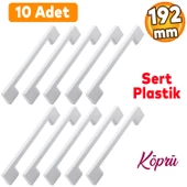 Köprü 192 Mm (SERT PLASTİK) Beyaz Mobilya Mutfak Çekmece Dolabı Dolap Kulbu Kulpu Kulpları 10 Adet - 1