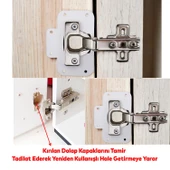 Beyaz Dolap Kapak Taş Tas Menteşe Metal Tamir Sacı 12 Adet Pratik Onarım Kiti Yuva Tablası 6,5x9 - 4