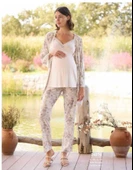 Monamise 24076 Çiçek Desenli  Hamile Lohusa 3 Lü Pijama Sabahlık Tk thumbnail 1