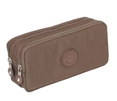 2 Bölmeli Krinkıl Kumaş Su Geçirmez Kalemlik RLX124-Kahve - 1