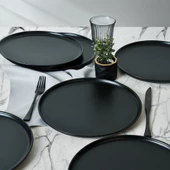 Keramika Mat Siyah Nordic Servis Tabağı 28 cm 6 Adet 956 - 2