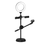 Ring Light Youtuber Tictok Makyaj Işıklı Telefon Tutucu Dual Big 16cm 4in1 - 1