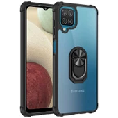 Samsung Galaxy A12 Kılıf Şeffaf Sararmaz Yüzüklü Mola Kapak - 11