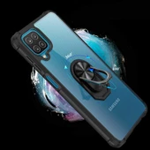Samsung Galaxy A12 Kılıf Şeffaf Sararmaz Yüzüklü Mola Kapak - 3