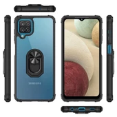 Samsung Galaxy A12 Kılıf Şeffaf Sararmaz Yüzüklü Mola Kapak - 8