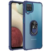 Samsung Galaxy A12 Kılıf Şeffaf Sararmaz Yüzüklü Mola Kapak - 10