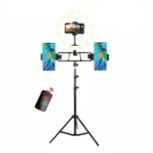 Cande Ring Light Işıklı Tripod 3 Telefon Tutucu Bluetoothlu DC-36 - 1