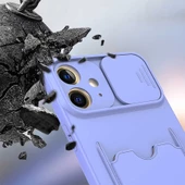 Apple iPhone 12 Kılıf Kartlıklı Lens Kapatmalı Kapak - 9