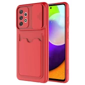 Samsung Galaxy A72 Kılıf Kartlıklı Lens Kapatmalı Kapak - 7