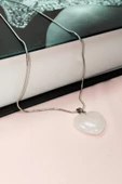 Pembe Kuvars Doğal Taşı Zincirli El Yapımı Kolye Uç: 2 cm Zincir: 20 cm Kutulu - 5
