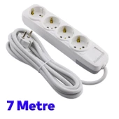 Kablolu 4'lü Topraklı Grup Priz Fiş Çoğaltıcı 7 Metre Çoklu Uzatma Kablosu Anahtarsız thumbnail 2