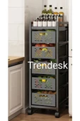 TRENDESK 5 Katlı Metal Siyah Çok Amaçlı Patates Soğan Sebze Meyve Sepeti Sebzelik Tekerlekli - 2