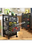 TRENDESK 4  Katlı Metal Siyah Çok Amaçlı Patates Soğan Sebze Meyve Sepeti Sebzelik Tekerlekli - 2