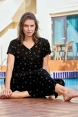 Aydoğan Kadın Mısra Bambu Kısa Kol Siyah Pijama Takım 0133 - 1