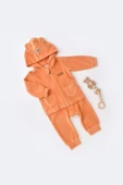 Bebek Kapüşonlu Kadife Pantolon ve Uzun Kollu Ceket Takımı, %80 Organik Pamuk & %20 Polyester, Bebek ve Yenidoğan Serisi - CSYK6017 - 1