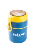 TEDEMEI MAVİ PASLANMAZ ÇELİK 2 KATLI PEMBE-YEŞİL PLASTİK KAŞIKLI YEMEK TAŞIMA KABI 710ML - 1
