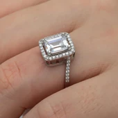 Zirkon Baget Taşlı Gümüş Tektaş Yüzük thumbnail 6