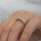 Kraliçe Taçı Altın Kaplama Gümüş Beştaş Yüzük thumbnail 5