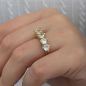 Kraliçe Taçı Altın Kaplama Gümüş Beştaş Yüzük thumbnail 4