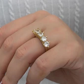 Kraliçe Taçı Altın Kaplama Gümüş Beştaş Yüzük thumbnail 2