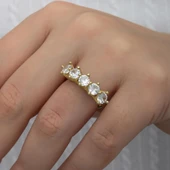 Kraliçe Taçı Altın Kaplama Gümüş Beştaş Yüzük thumbnail 6