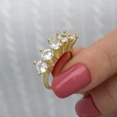 Kraliçe Taçı Altın Kaplama Gümüş Beştaş Yüzük thumbnail 7