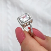 Zirkon Baget Taşlı Gümüş Tektaş Yüzük thumbnail 5