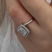 Zirkon Baget Taşlı Gümüş Tektaş Yüzük thumbnail 3